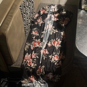 Floral Sheer Black Cardigan Blouse